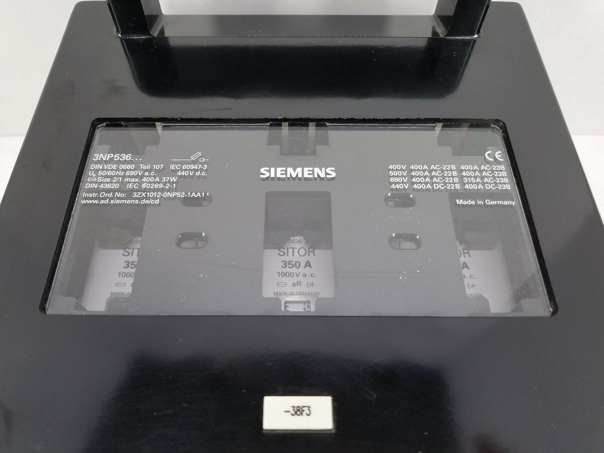 Siemens 3NP536 Fuse Holder (690V, 400A, 3Ø), Includes (3 Siemens 3NP536 Fuse Holder (690V, 400A, 3Ø), Includes (3