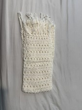 New Soft White Peruvian Alpaca Shawl-Wrap with Fringe