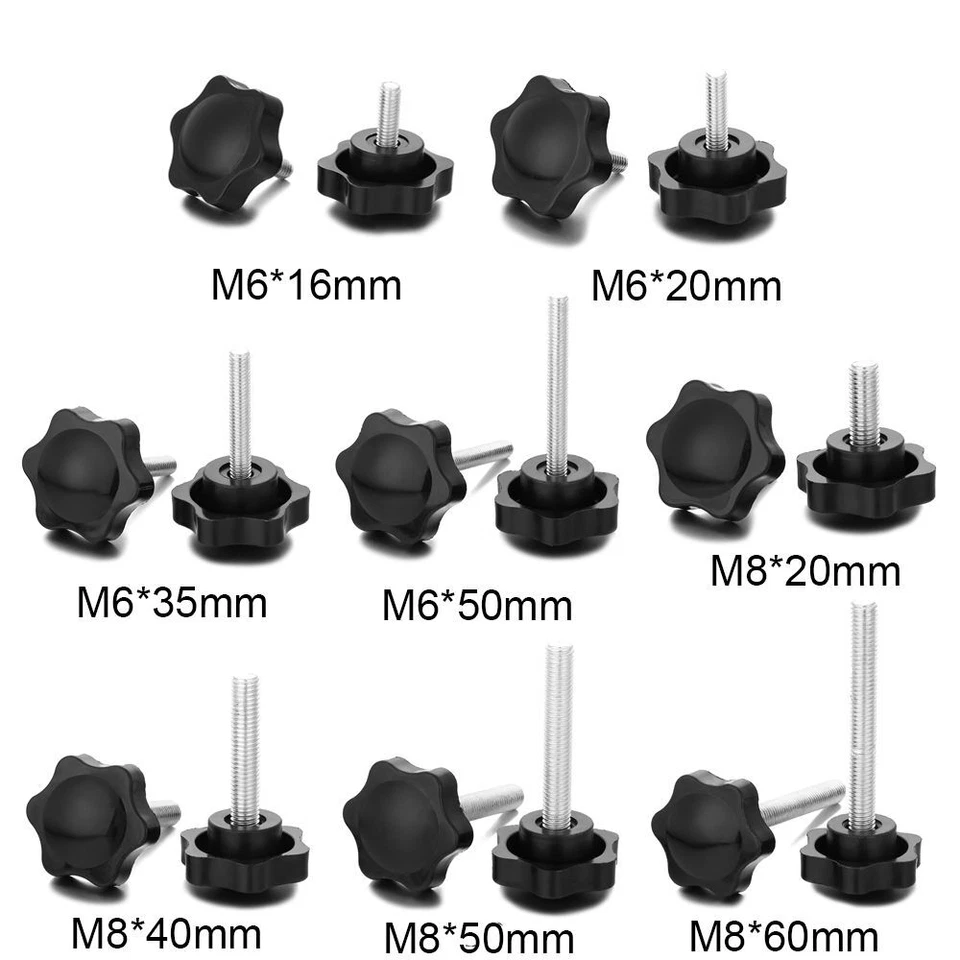 M6 M8 Threaded Thumb Screw Star Shaped Head Knob Carbon Steel Star Knobs Grips - Image 3 of 4