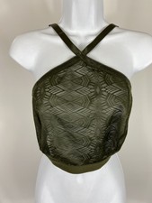 Torrid Size 1 Textured Moss Green Lace High Neck Bralette 148862