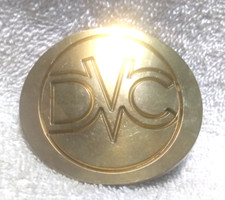 DVC Company Logo Oval Belt Buckle Gold Color Solid Heave Great VIntage