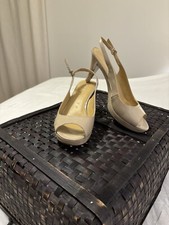 NINE WEST Nude Color Platform Heel Sling Back Sz 8 M