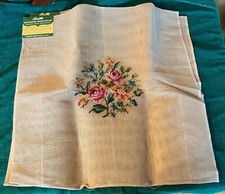 3 Rose Floral Vintage Bucilla Decorator Wool Needlepoint Preworked Canvases 23  