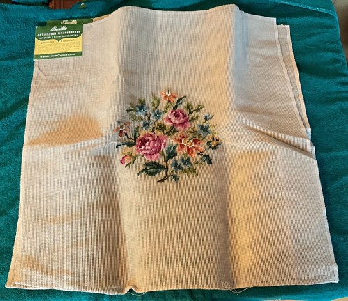 3 Rose Floral Vintage Bucilla Decorator Wool Needlepoint Preworked Canvases 23”