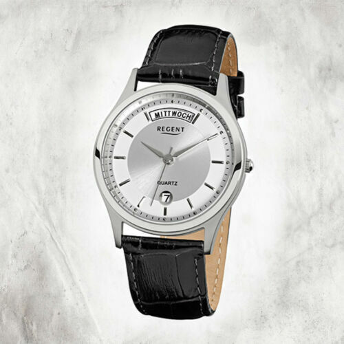Orologio da uomo Regent in pelle nera D2URF1518