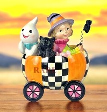 Mackenzie-Childs Trick or Treat Friend in Cart Pumpkin 7" Tall New No Box