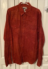 Brand:  Rare Vintage  Men L Cotton Embroid  d Snap Western Shirt Skull/Crossbones