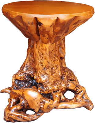 Rustic Live Edge Tree Stump End Table | Unique Wood Log Side Table