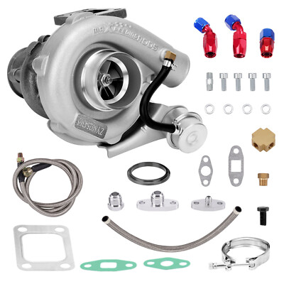 T3 TO4E Turbo Turbocharger Kit + Oil Drain Return + Oil FEED Line Kit neu