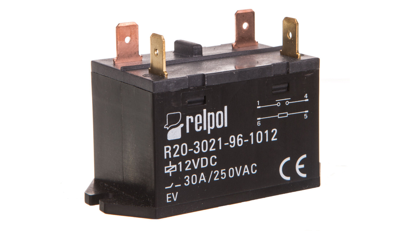 Industrial relay 1Z 30A 12V DC AgSnO2 R20-3021-96-1012 2611748 /T2UK