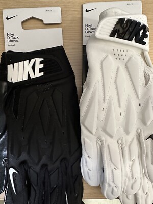 4-2024-NIKE D Tack Linemen s Adult FOOTBALL GLOVES, White+BLACK -lg,