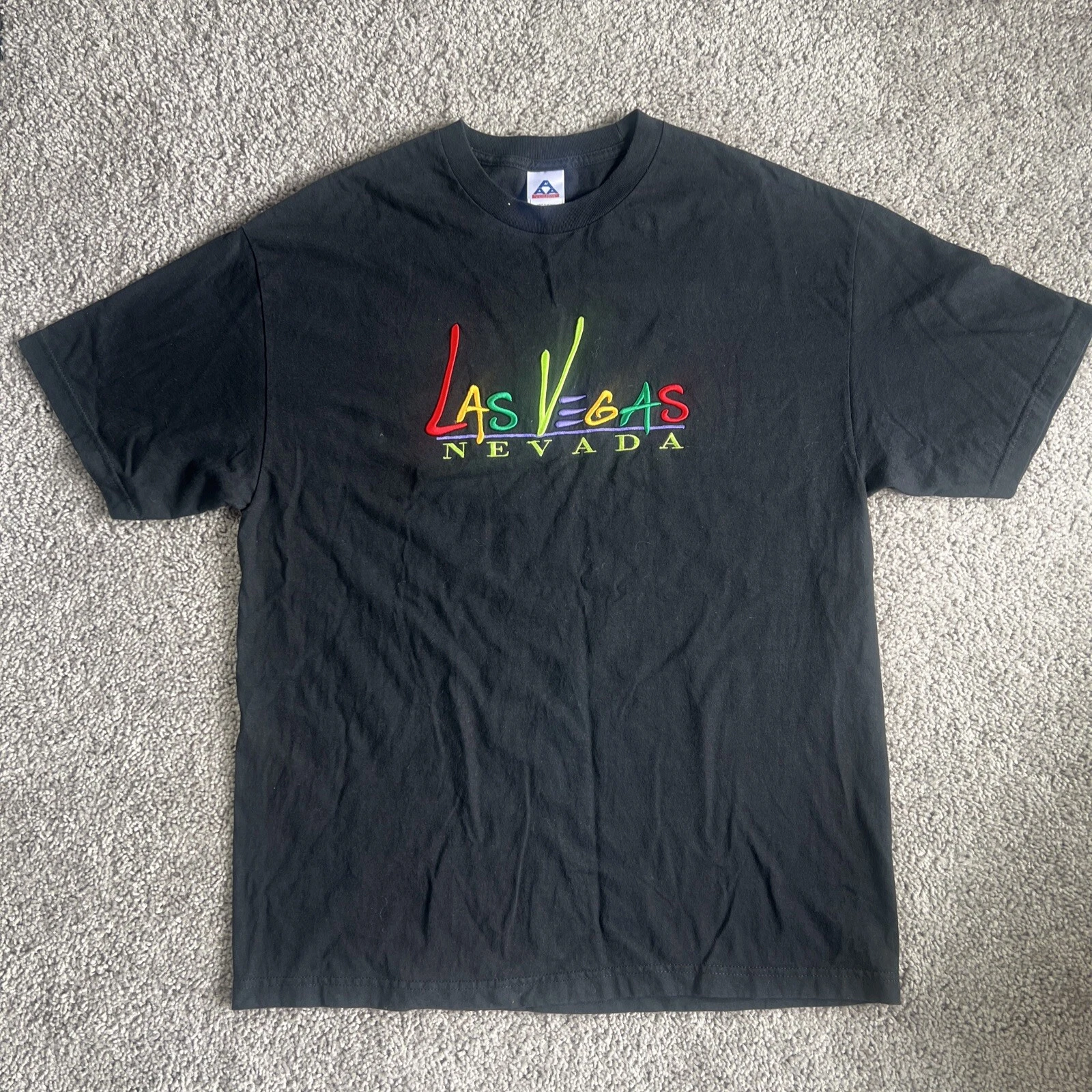 AAA Alstyle Adult Vtg T-Shirt Las Vegas Y2k Lifted Font Puff Tee Shirt Nevada XL