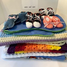 Lot Baby Girl Boy New Handmade Blue Purple Yellow Crochet Gift Blankets Shoes