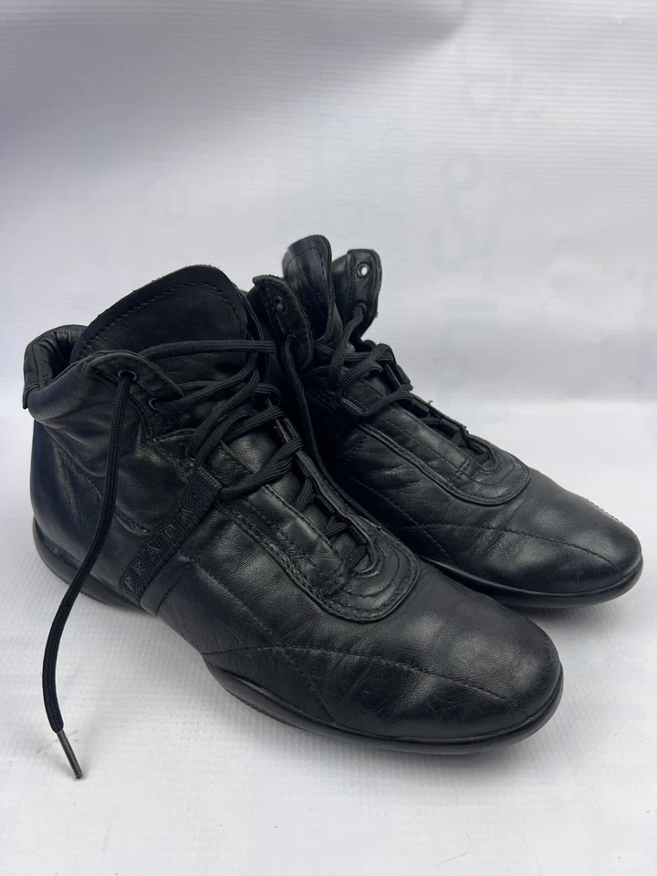Prada Mujer Cuero Negro Zapatillas Altas Bota Talla US 6.5 EUR 36.5 UK 3.5 Foto 2 de 4