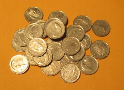 #ad Lot of 5 x Irish 10p Ten Pence Coin Small 1993 Onwards Pre Euro 5.56g $5.55