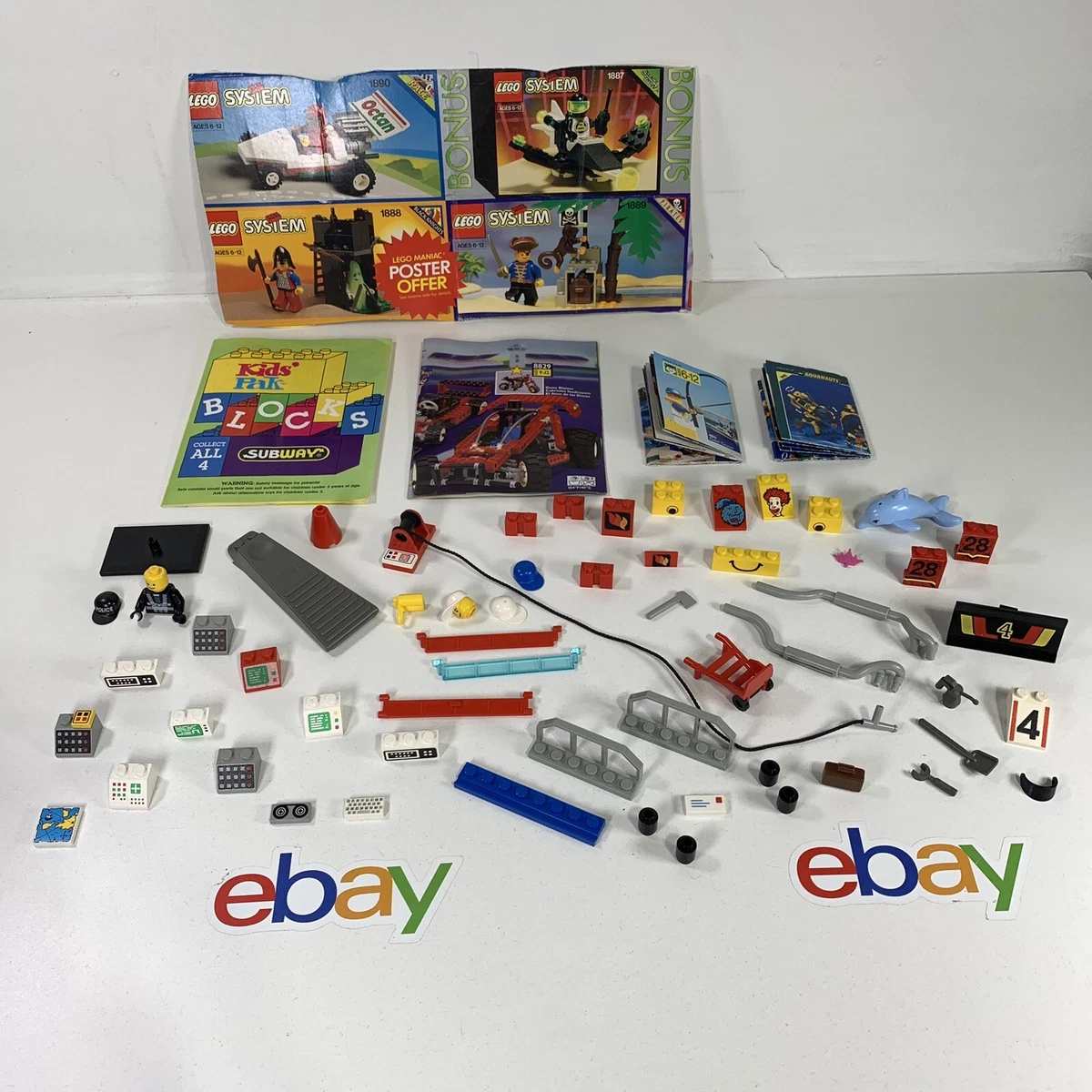 VTG 90s LEGO Trains City Police Fire 60 pc Lot W Inserts Sets 4564 7744 6389