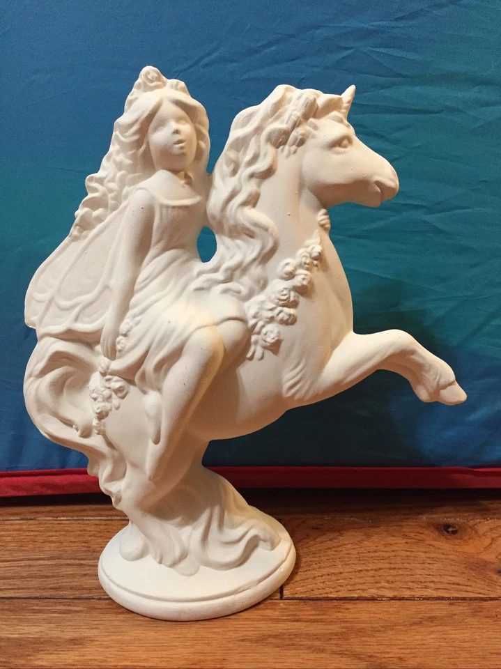 Ceramic Bisque Spring Fairy Riding a Unicorn U Paint Mystical Fantasy 10”x3”x7” - Image 2 of 3