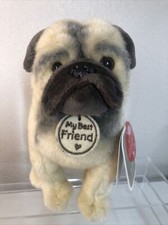 Hallmark 8" Pug Puppy Dog Plush Stuffed Animal My Best Friend Tan Sitting