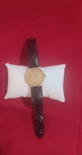 Gruen Men's Vintage Lady Liberty Coin Wristwatch with Leather Band Untested