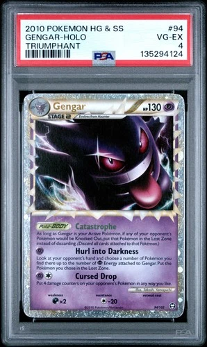 2010 POKEMON HEARTGOLD & SOULSILVER TRIUMPHANT #94 GENGAR-HOLO PSA 4
