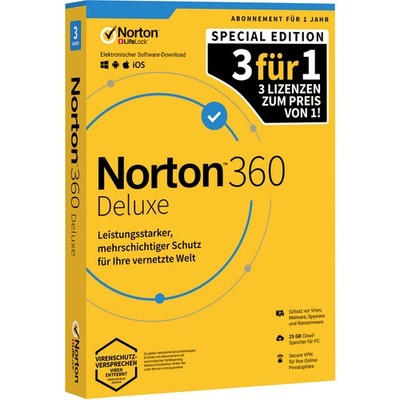 Norton Life Lock Norton  360 Deluxe Special Edition Jahreslizenz, 3 Lizenzen ...