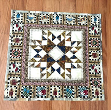 Table topper hand quilted brown,white, black 16.5 x 17 new handmade