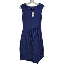 Express Womens Sleeveless Asymmetrical Ruched Drape Dress Royal Blue Size 2 NEW
