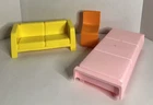 Vintage 1973 Barbie Townhouse Mattel  Dream House Yellow Couch Orange Chair Bed
