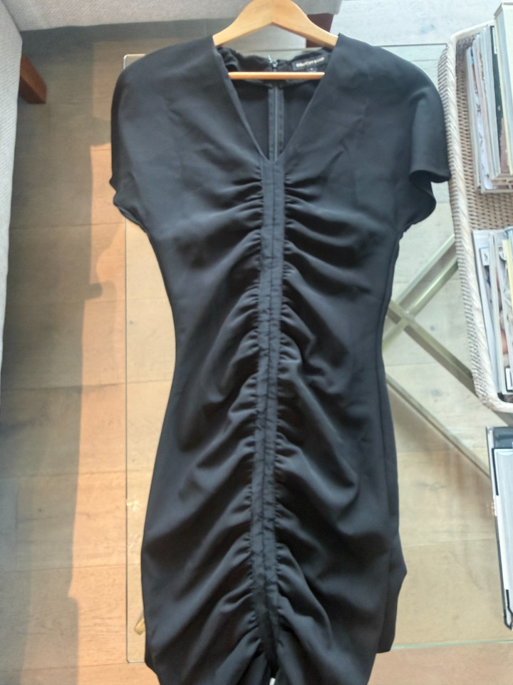 COUNTRY ROAD Black Ruched V Neck Dress Size S Cocktail Work Evening