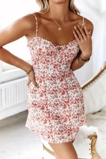 Hello Molly Get Right To It Dress Coral Floral Dainty Mini XS Babydoll Coquette