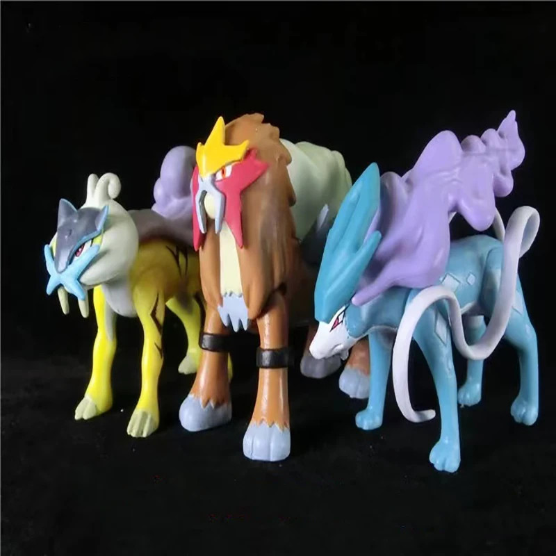 Pokemon Suicune Entei Raikou PVC Figures 3 Style Collectible