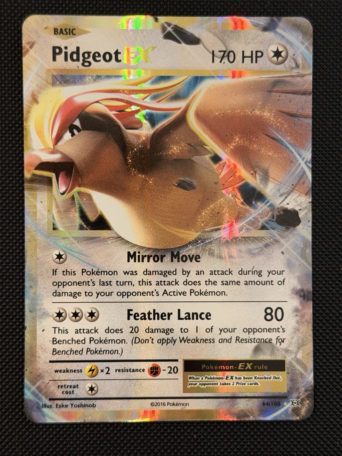 Pidgeot EX 64/108 XY Evolutions Ultra Rare Holo Pokemon Card MINT