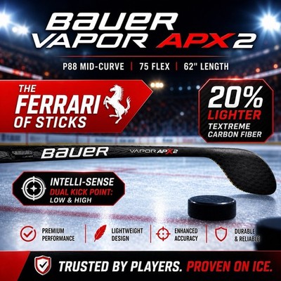 Bauer Vapor APX2 Hockey Stick 75 Flex P88 Right Hand 62  - Excellent Condition