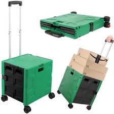 Foldable Shopping Utility Cart Portable Rolling Crate Handcart with 360 Rotat...