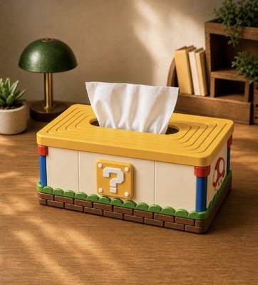 Super Mario Tissue Box Cover | 3D Printed Retro Gamer Mystery Block Decor