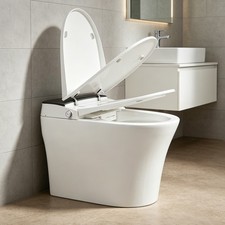 Smart Toilet Heated Seat Tankless Auto Flush Foot Sensor Night Light Power Out