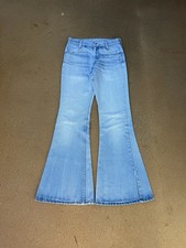 Vintage 70  s Levi  s 784 Orange Tab Bellbottom Flare Faded Denim Jeans Size 26x30