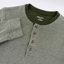 UNTUCKit Mens Small Green Long Sleeve Button Neck Textured Shirt