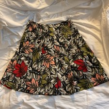Marni Floral Leaf Print Pleated A- Line Skirt Luxury Vintage