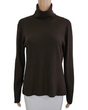 EILEEN FISHER Brown Fine Textured Lightweight Wool Long Sleeve Turtleneck M