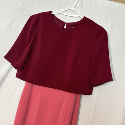 Jill Jill Stuart Dress Size 2 Pink Burgandy Color Block Pop Over Maxi Gown Lined