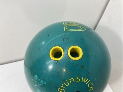 Brunswick Original 90s Teal Rhino Pro Bowling Ball 16 lb Drilled