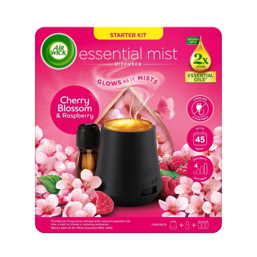 Air Wick Essential Mist Kit, Cherry Blossom & Raspberry Air Freshener, 20Ml - Image 2