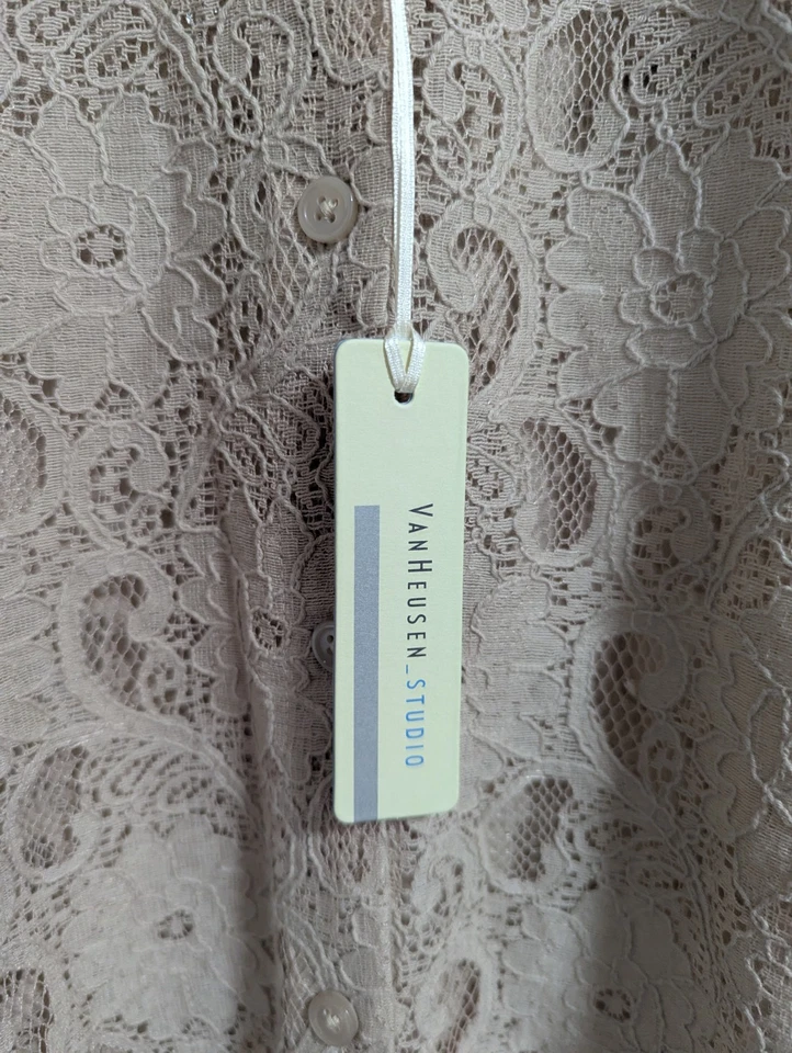 Blusa Van Heusen Top XXL Renda Floral Bronzeada Manga Curta com Botões 2X - Imagem 4 de 4