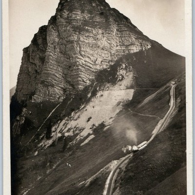 c1920s Dent de Jaman Switzerland RPPC Perrochet-Matile Rochers de Naye Train