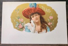 Original Antique Cigar Box Label for "Pearl" Brand 1890s