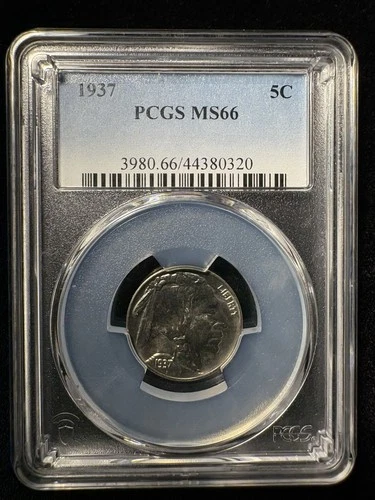 1937 5c Buffalo Nickel Coin PCGS MS-66