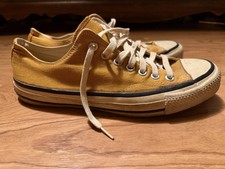Vtg 70s Converse All Star Sneakers Low Comfort Mustard Yellow Mens 9.5 USA