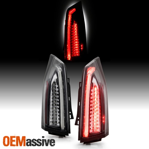 For 2013-2018 Cadillac ATS Sedan LED Light Bar Black Tail Lights Brake Lamp Pair