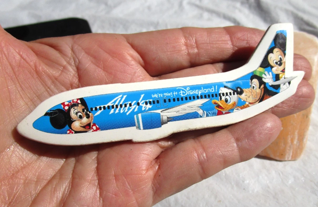 Alaska Airlines Disney plane pin Disneyland Mickey Minnie 4 3/8" long